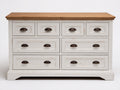 Kommode mit Schubladen Holzwerkstoff 150x45x90 cm - Weiß-Braun - Landhausstil mit 8 Schubladen
