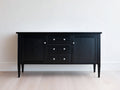 Dielenschrank Holzwerkstoff 140x40x78 cm - Schwarz - 2 Türen und 3 Schubladen