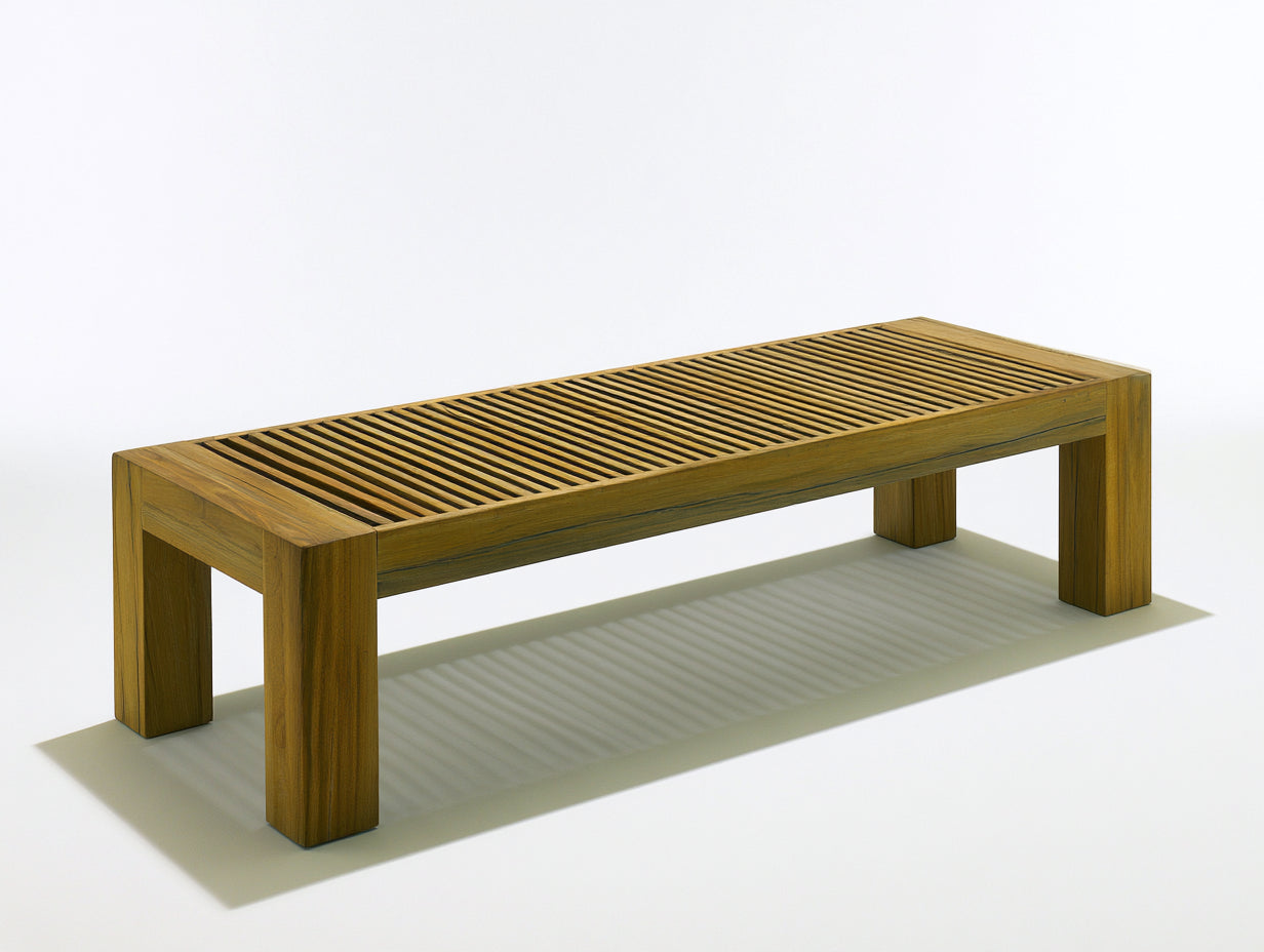 Gartentisch Holz 180x60x45 cm - Braun - rechteckig mit Lattenplatte