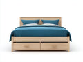 Doppelbett Holz 204x186x92 cm Naturholz für Schlafzimmer - Skandinavischer Stil mit 2 Bettkästen