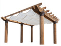 Pavillon Holz 450x300x280 cm - Holzbraun-Weiß-Dunkelgrau - Pergola mit Stoffdach