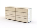 Kommode mit Schubladen Holzwerkstoff 160x45x78 cm - Creme-Beige - moderne Hochglanzoptik mit 8 Schubladen