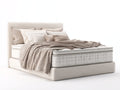 Doppelbett Polsterbett 210x190x105 cm - Beige - mit gepolstertem Kopfteil