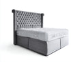 Doppelbett Polsterbett Stoff 200x180x135 cm - Grau - gepolstertes Schlafzimmerbett mit Knopfheftung
