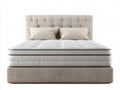Doppelbett Polsterbett Stoff 200x180x110 cm - Beige - modernes Schlafzimmerbett mit Knopfheftung