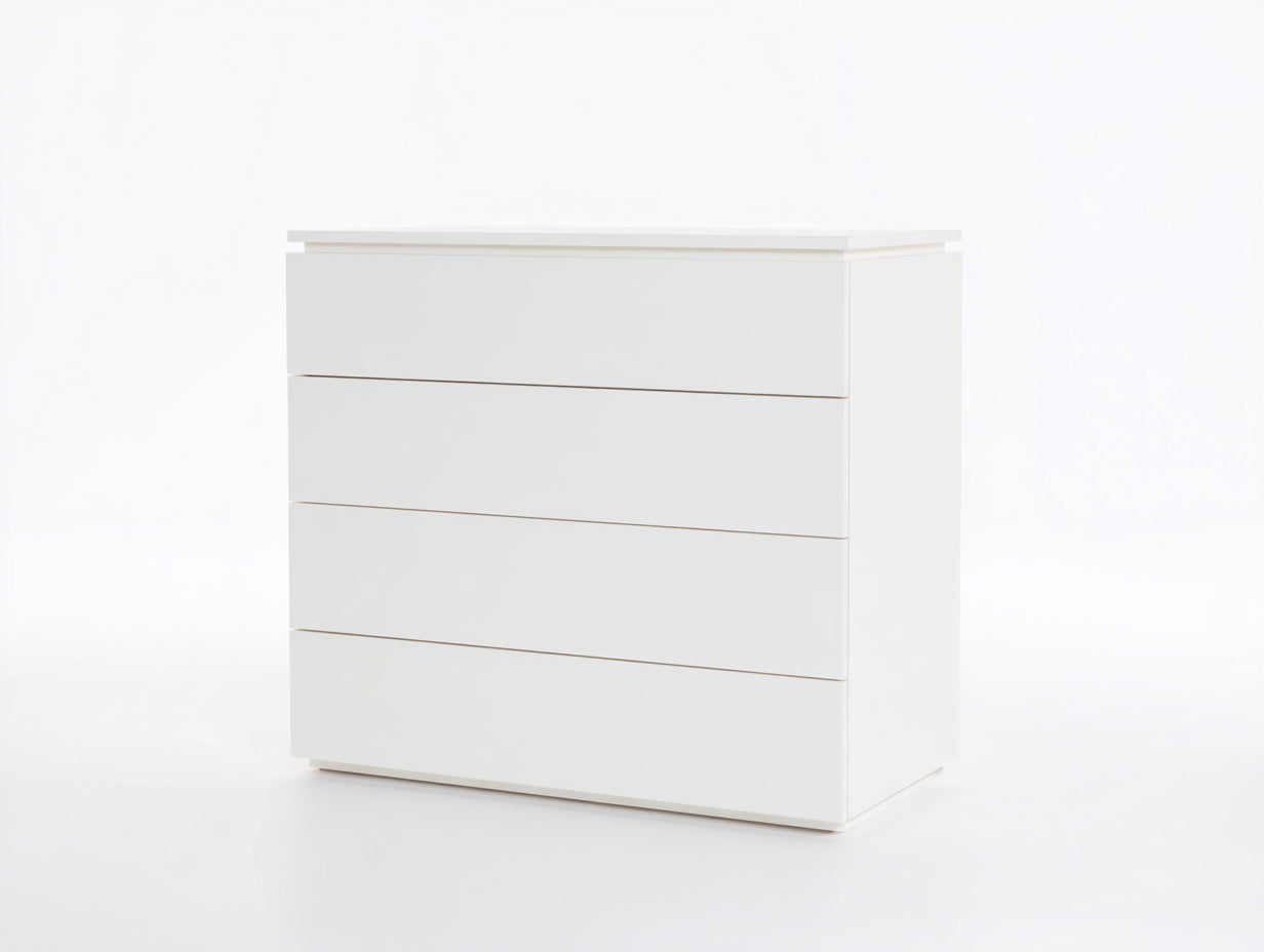 Kommode mit Schubladen Holzwerkstoff 82x40x84 cm Weiß für Schlafzimmer - Modernes griffloses Design mit 4 Schubladen