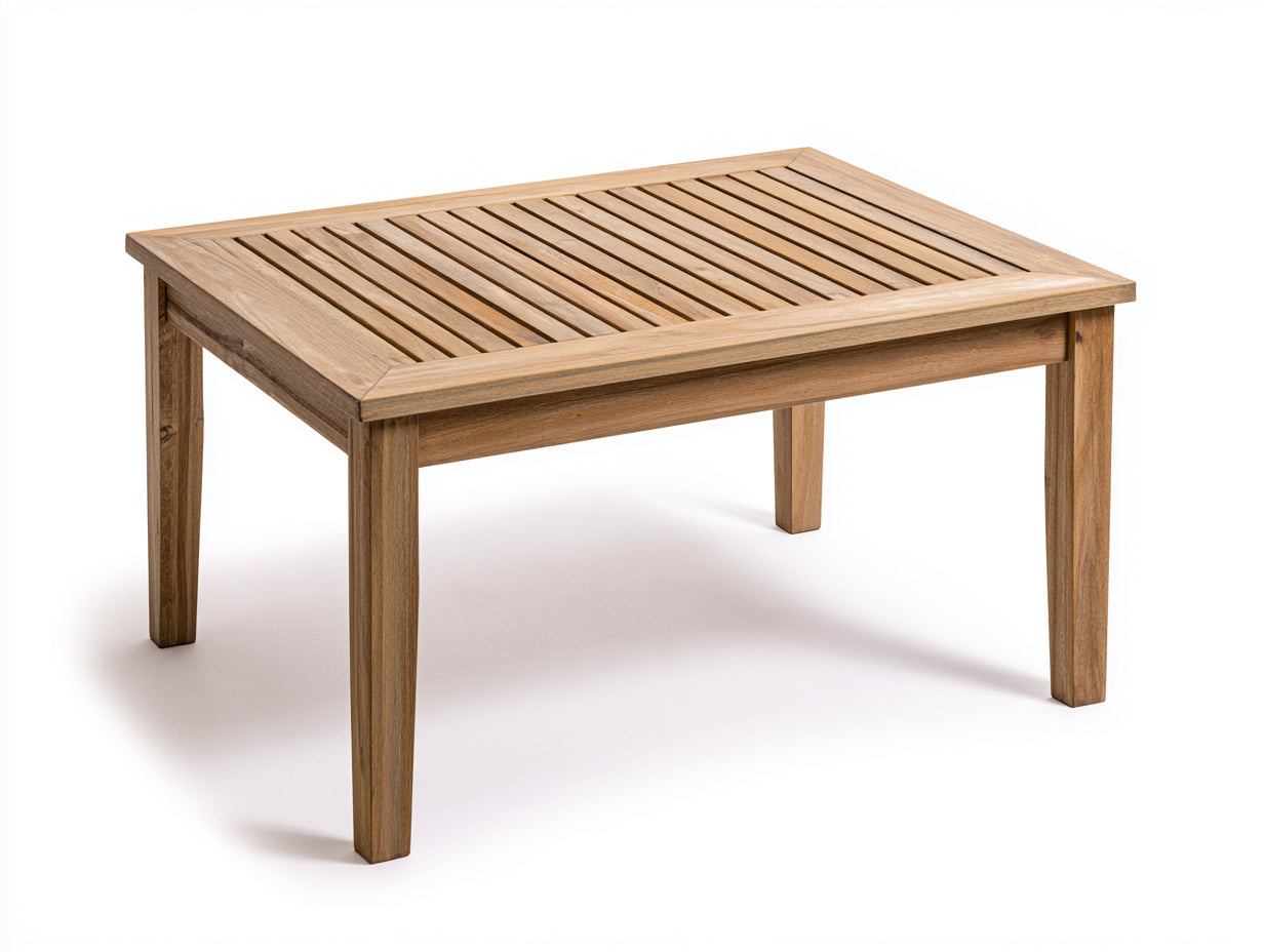 Gartentisch Holz 150x90x75 cm - Naturholz - für Garten und Terrasse - rechteckiges Lamellendesign