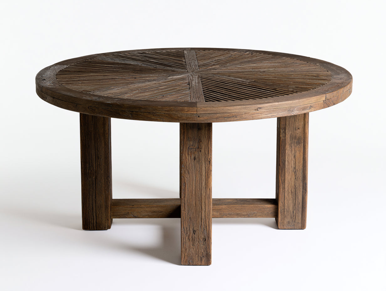 Gartentisch Holz 140x140x75 cm - Dunkelbraun - runder Esstisch für Terrasse und Garten