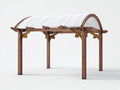 Pavillon Holz und Stoff 420x300x260 cm Naturholz-Weiß für Garten - Gewölbtes Dach mit dekorativen Streben