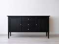 Dielenschränke Holzoptik 140x40x78 cm Schwarz für Flur - Landhaus Stil mit 2 Türen und 3 Schubladen