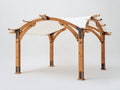 Pavillon Holzrahmen 380x300x250 cm - Naturbraun und Transparent - gebogenes Dach für Garten
