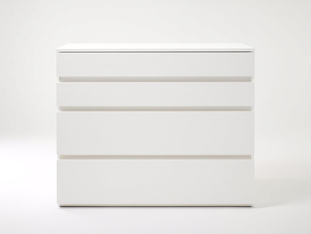 Kommode mit Schubladen Holzwerkstoff 80x40x82 cm - Weiß - griffloses Design für Schlafzimmer