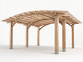 Pavillon Holz 600x400x280 cm - Naturholz und Grau - offenes Lamellendach für Garten und Terrasse